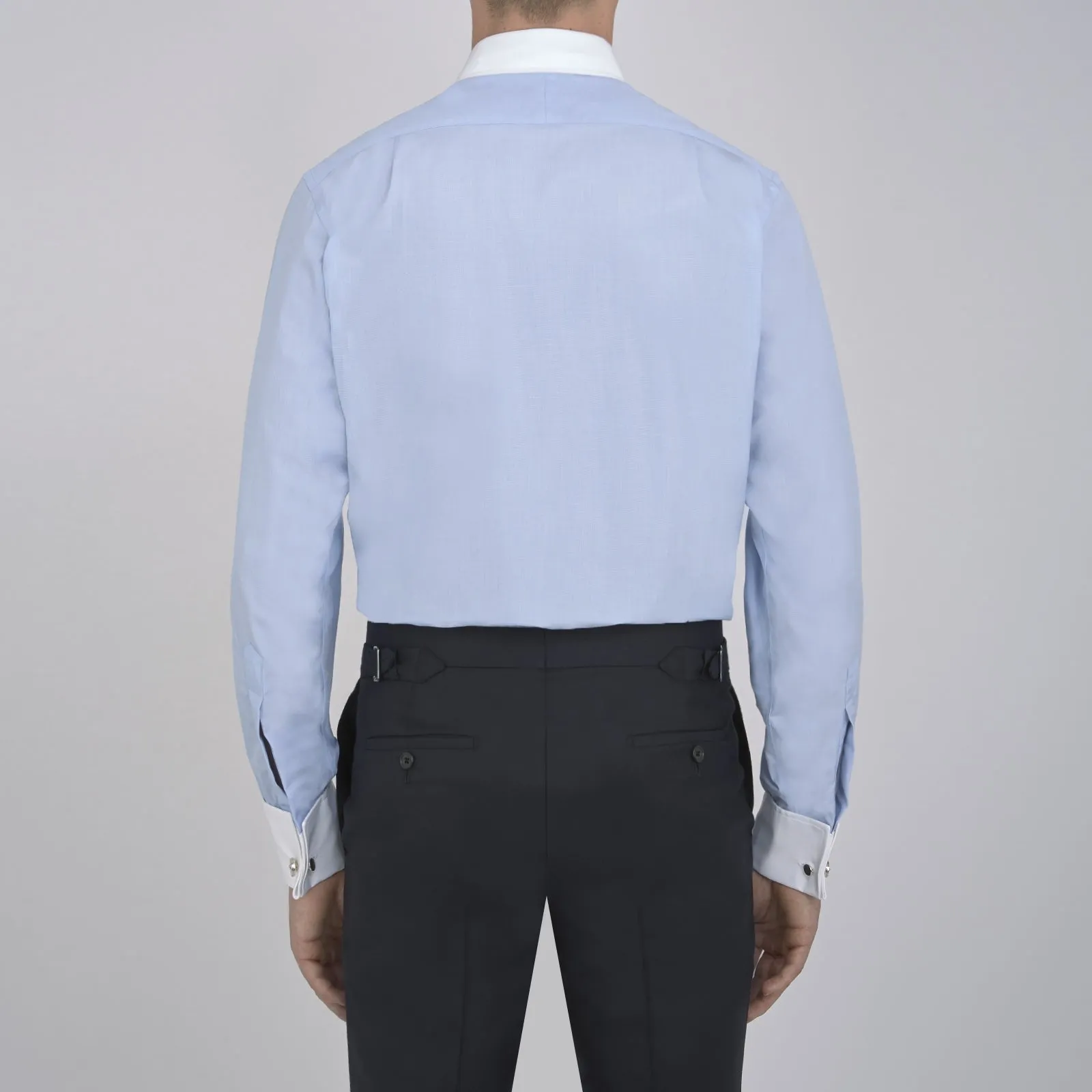 Light Blue End-on-End Shirt with Contrast T&A Collar and Double Cuffs