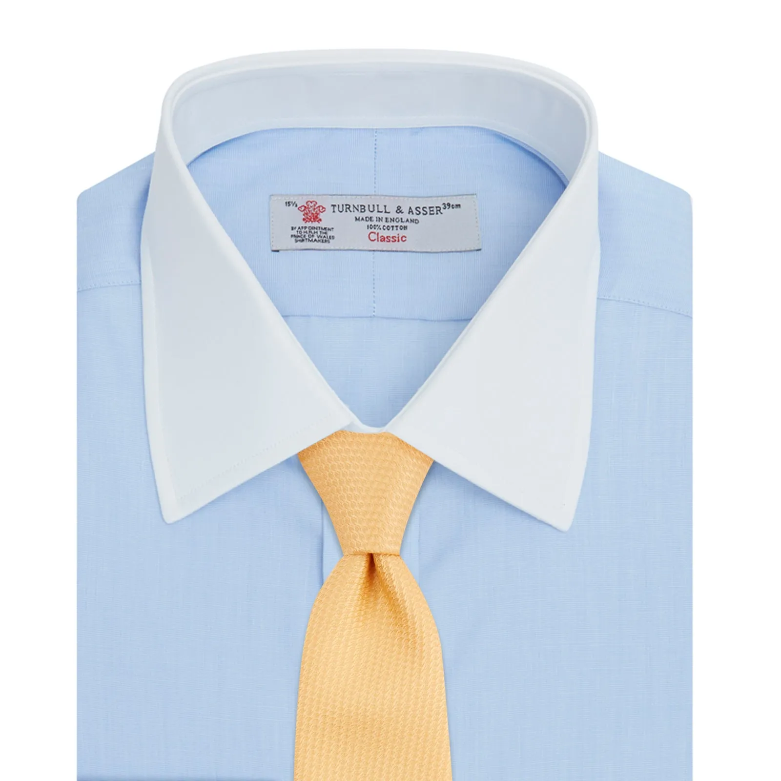 Light Blue End-on-End Shirt with Contrast T&A Collar and Double Cuffs