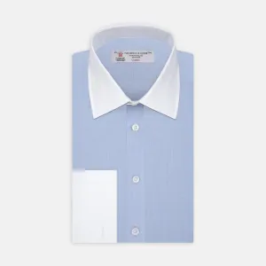 Light Blue End-on-End Shirt with Contrast T&A Collar and Double Cuffs