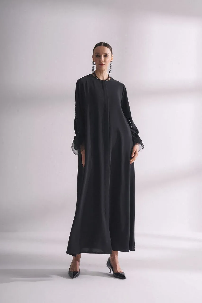 Marah Zip Front Abaya with Designed Cuffs