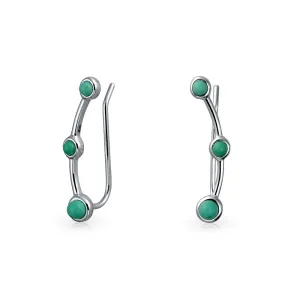 Minimalist 3 Gemstone Blue Turquoise Ear Cuff Cartilage Earrings in Sterling Silver