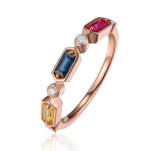 Multi Color Sapphire Stacking Band