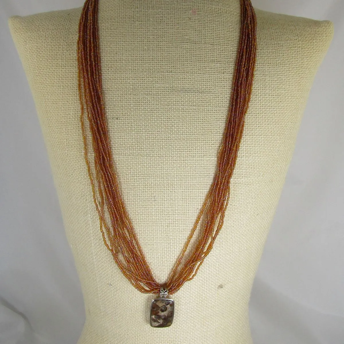 Multi-strand Sandstone Necklace with Rhyolite Opal Pendant