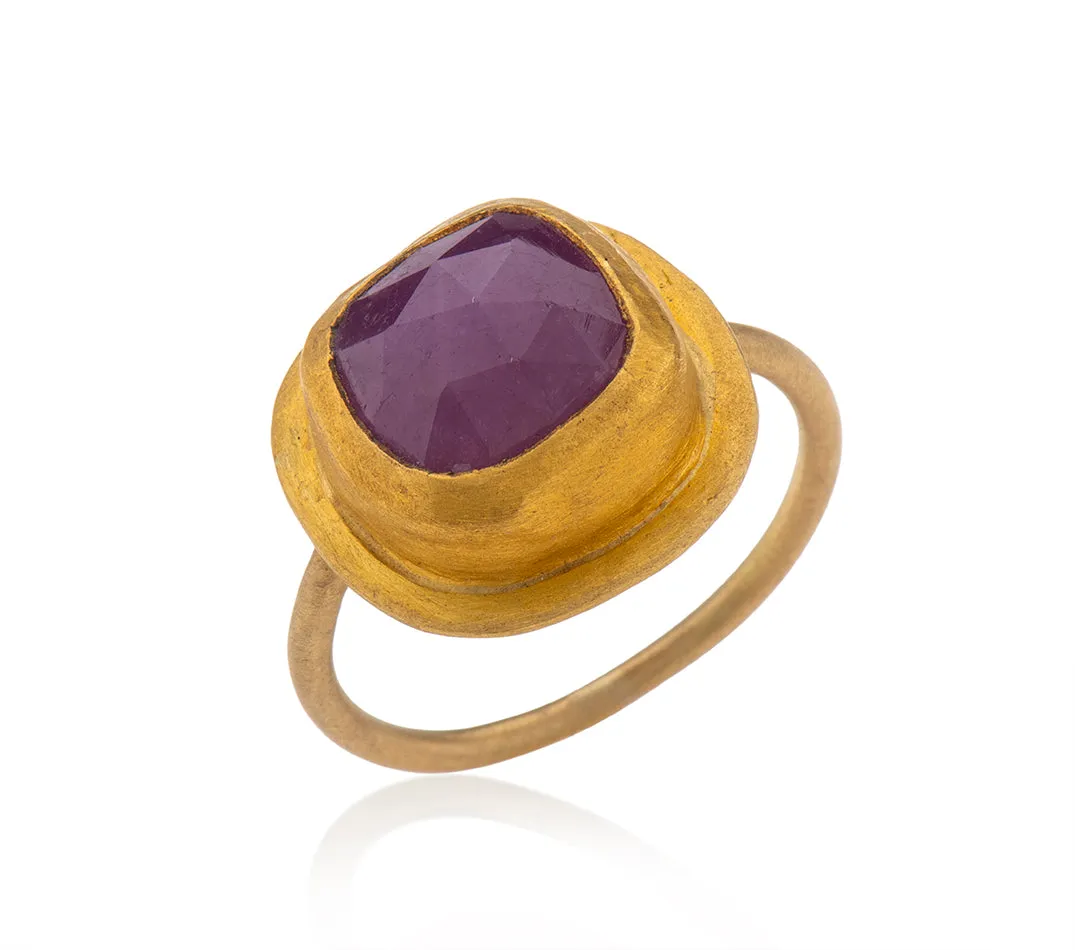 Nava Zahavi Yellow Gold Square Ruby Shaped Gold Ring