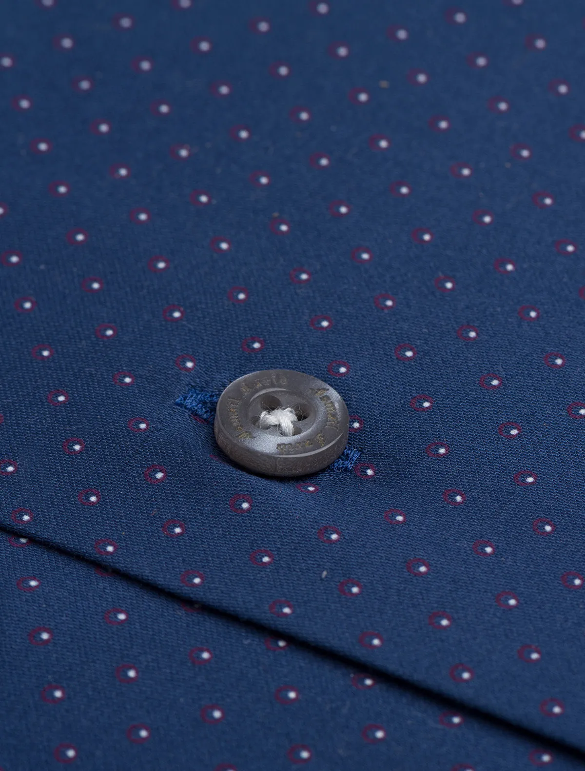 NAVY DRESS SHIRT -DOTTED FABIC