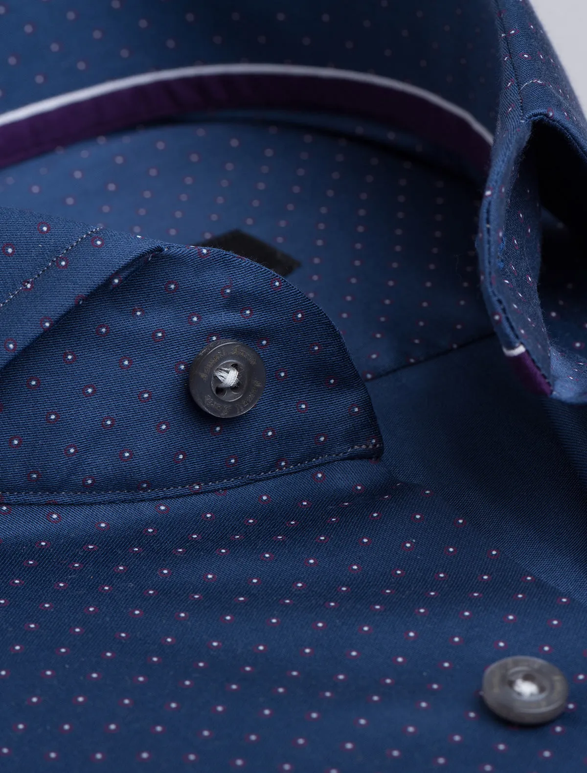 NAVY DRESS SHIRT -DOTTED FABIC