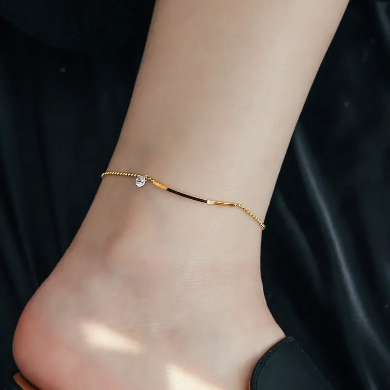 New Ladies 18K Gold Anklet Smile Zircon Simple