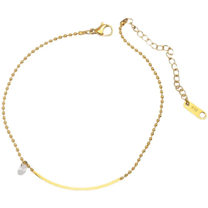 New Ladies 18K Gold Anklet Smile Zircon Simple