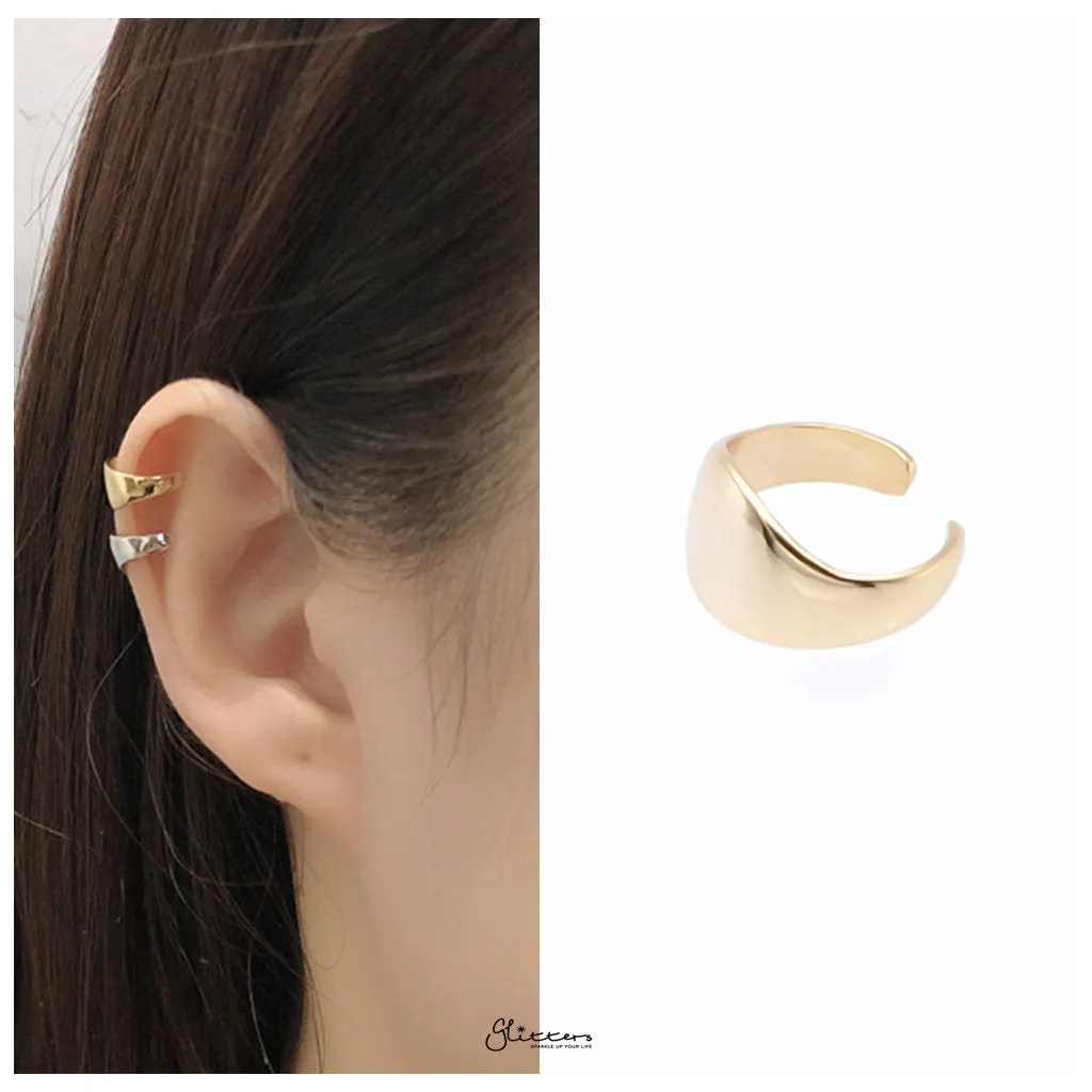 Non Pierced Sterling Silver Thick Conch Ear Cuff - Gold