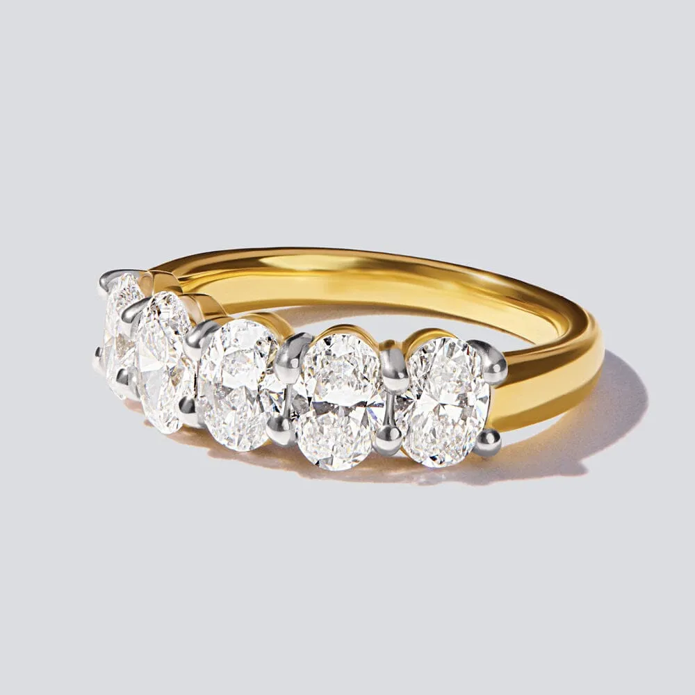 Oval Shaped 5 Stone Ring with 2.00ct Laboratory Grown Diamonds in 9ct Yellow Gold