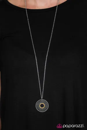 Paparazzi Necklace ~ Musical Medallion - Yellow