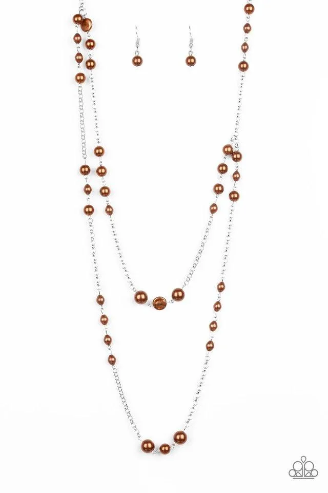 Paparazzi Necklace ~ Pearl Promenade - Brown