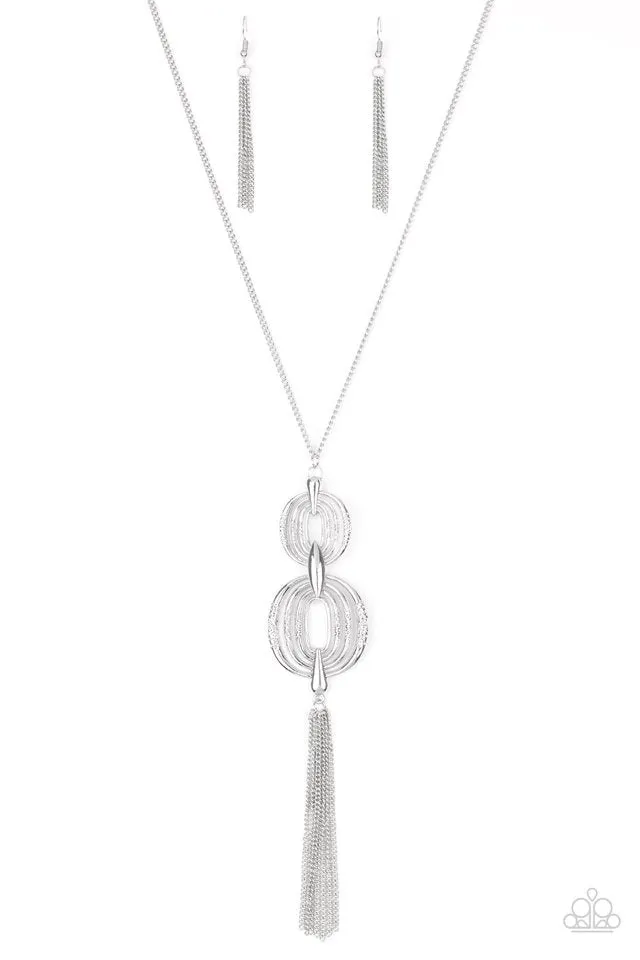 Paparazzi Necklace ~ Timelessly Tasseled - Silver