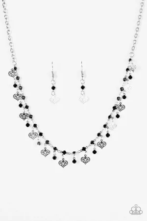 Paparazzi Necklace ~ With Open Hearts - Black