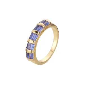 Paved five baguette shaped stones colorful cluster rings