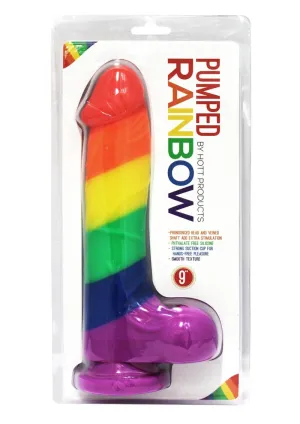 Pumped Rainbow Silicone Realistic Dildo with Balls