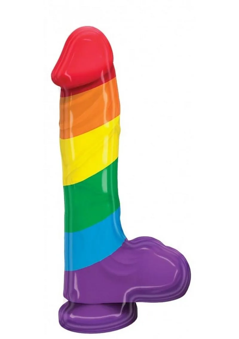 Pumped Rainbow Silicone Realistic Dildo with Balls