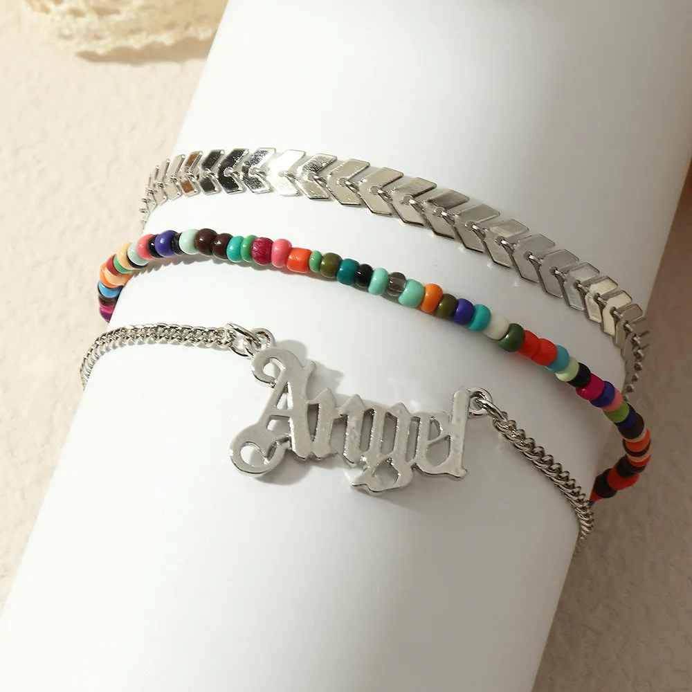 Retro Simple Trendy Angel Pendant Anklet Beaded