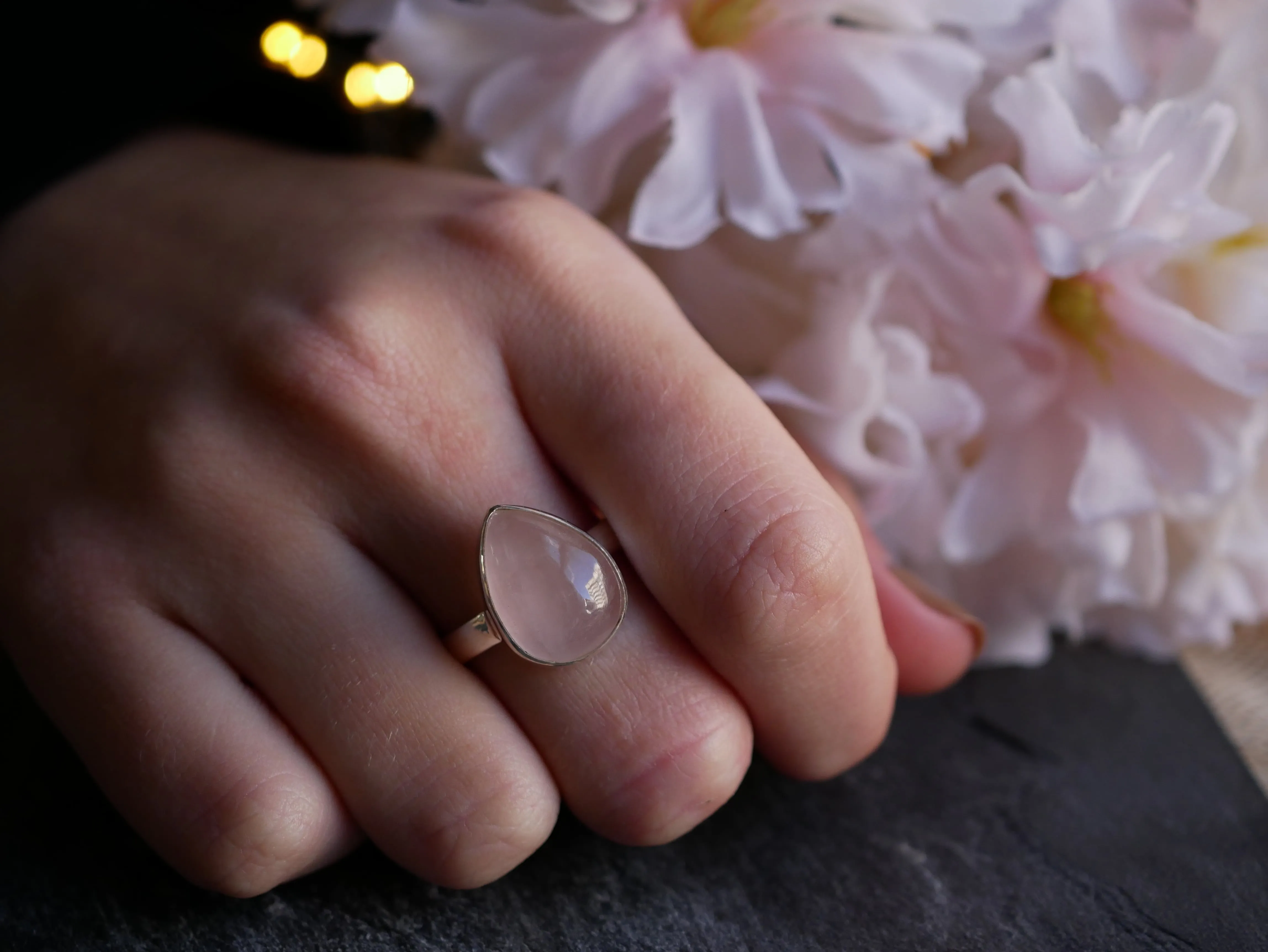 Rose Quartz Akoni Ring (US 8)