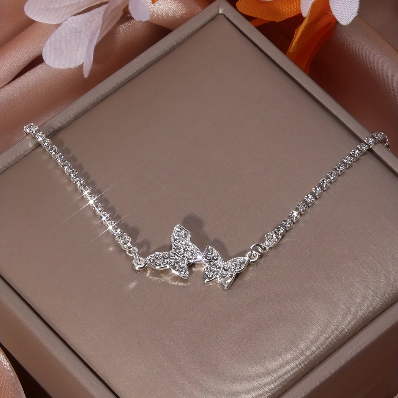 Shimmer Rhinestone Butterfly Anklet Sparkle In Style