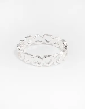 Silver Alternating Heart Ring