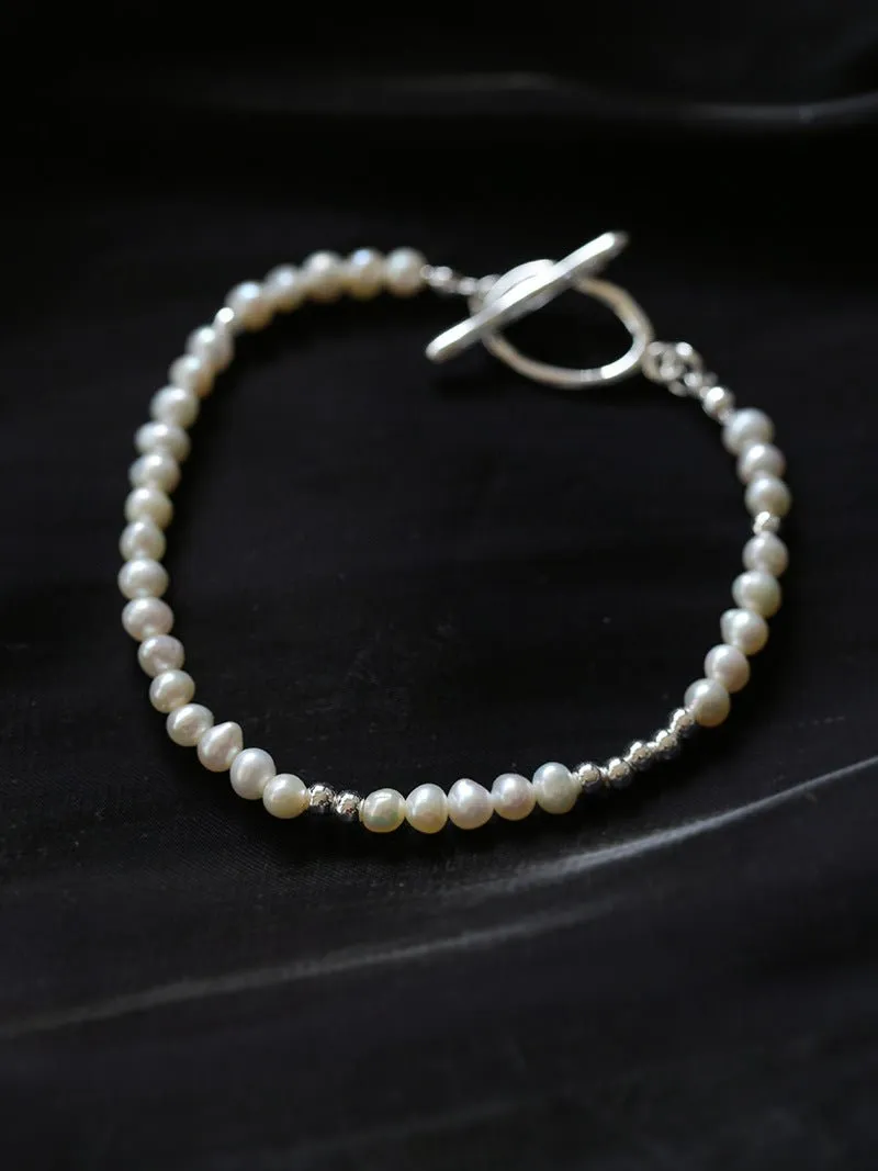 Simple Elegant Ot Pearl Silver Bracelet