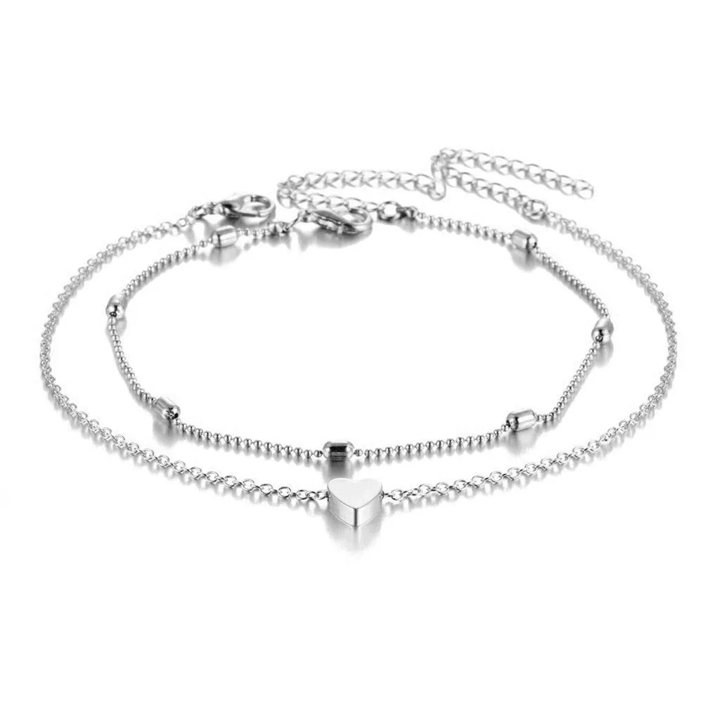 Simple Heart Female Anklets