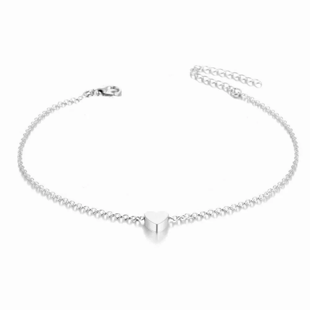 Simple Heart Female Anklets