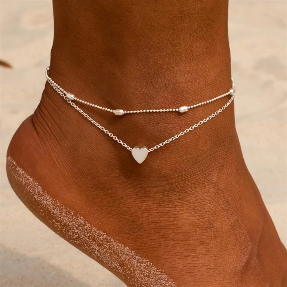 Simple Heart Female Anklets