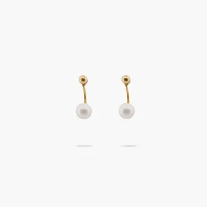 Small Curved Freshwater Pearl Drop Earrings