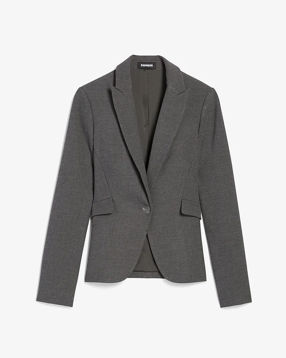 Soft & Sleek Peak Lapel One Button Blazer in Heather Gray