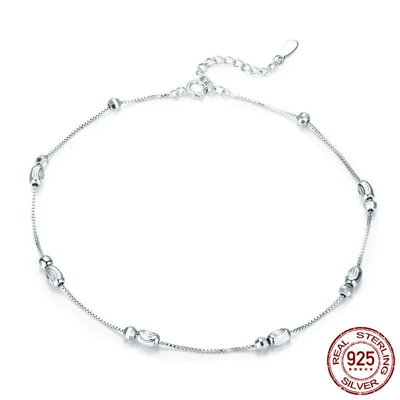 Sterling Silver Anklet Fashion Platinum Plated DIY Lady Silver Anklet