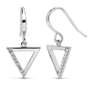 Sterling Silver CZ Triangle Earrings