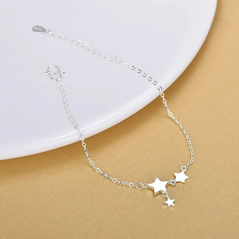 Sterling Silver Ethnic Style Star Anklet Bracelet