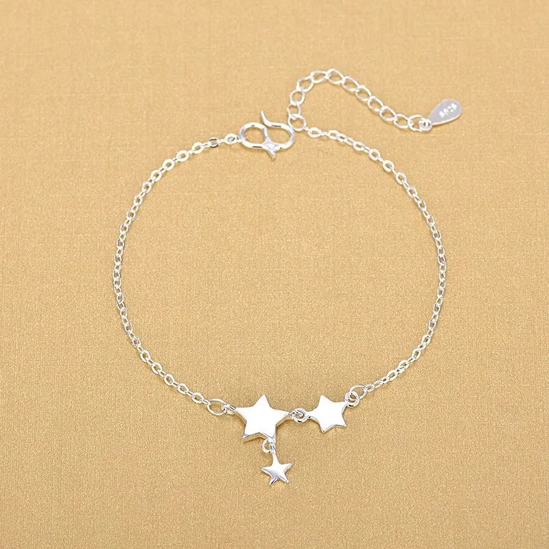 Sterling Silver Ethnic Style Star Anklet Bracelet