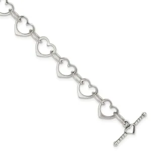 Sterling Silver Heart and Circle Link Bracelet