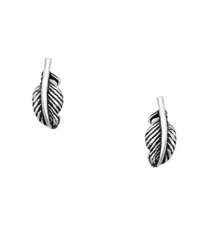 Sterling Silver Oxidized
Feather Stud Earrings