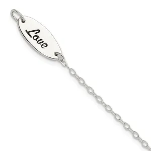 Sterling Silver Polished Enamel Heart LOVE Bracelet