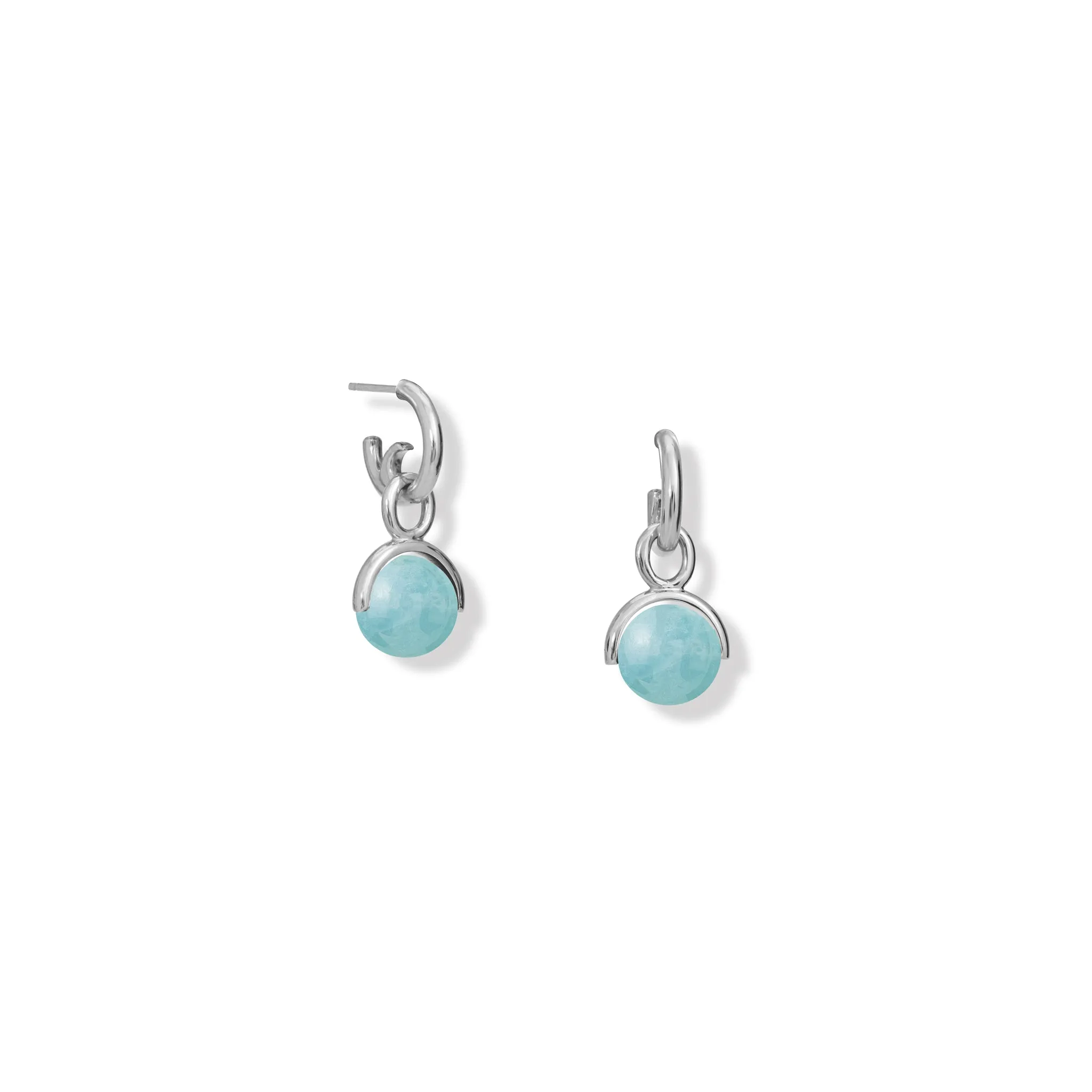 Stirrup Earring Drops Silver - Aquamarine