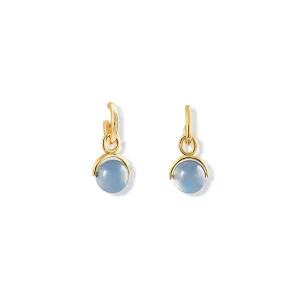 Stirrup Earring Drops Yellow Gold - Blue Chalcedony