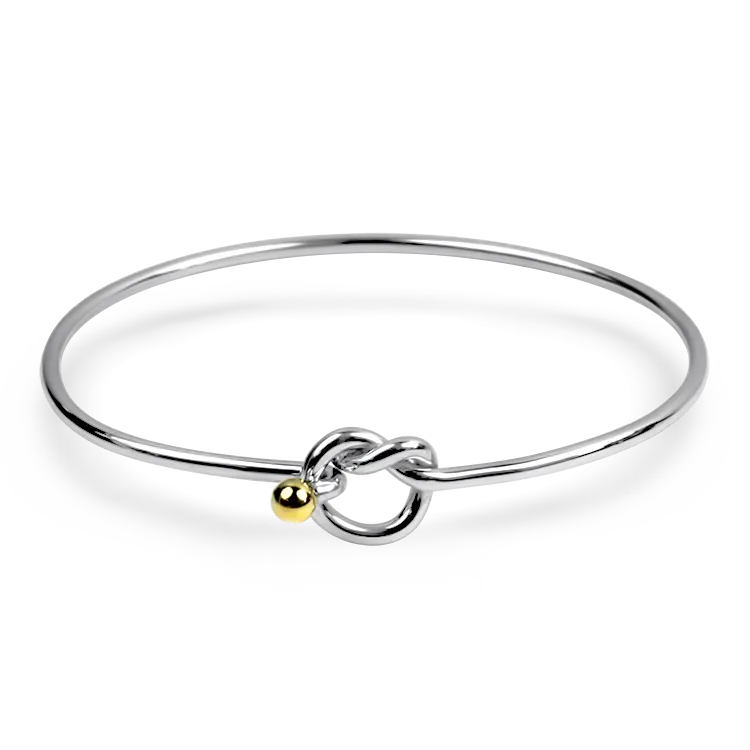 Tiffany & Co. Estate Sterling Silver & 18k Yellow Gold Hook Eye Bangle Bracelet