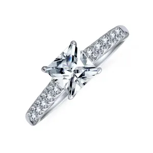 Timeless Classic Princess Cut Solitaire Engagement Ring in Sterling Silver