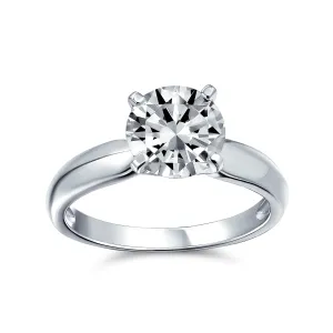 Timeless Promise 3CT CZ Round Solitaire Engagement Ring Thin Band Sterling Silver