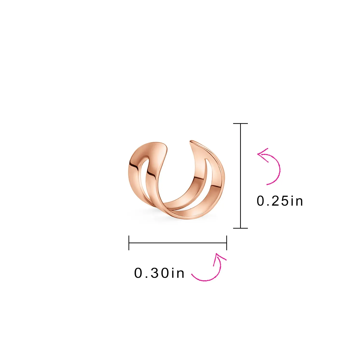 Tiny Geometric Helix Wrap Ear Cuff Cartilage Earrings for Men Rose Gold Plated