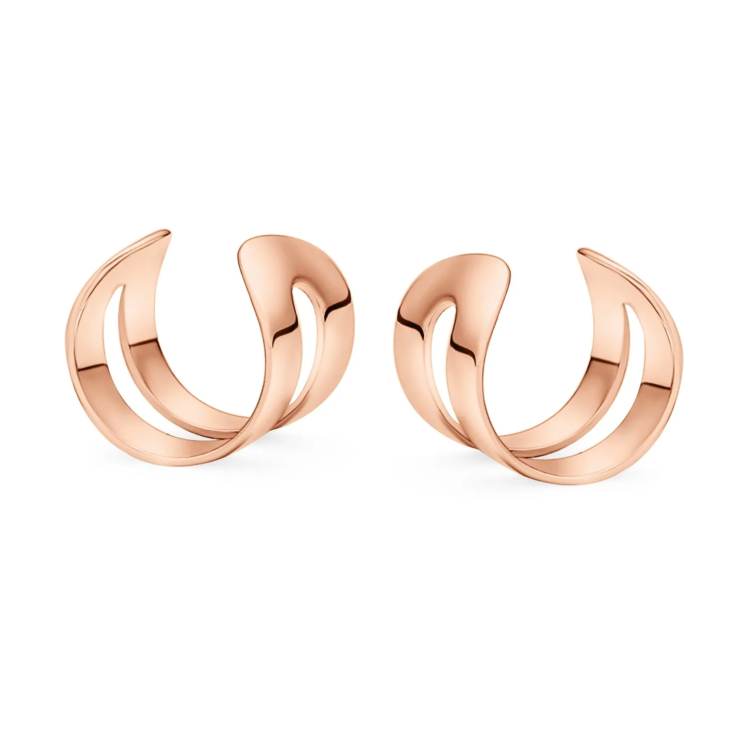 Tiny Geometric Helix Wrap Ear Cuff Cartilage Earrings for Men Rose Gold Plated