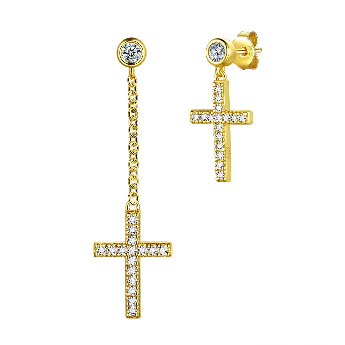 Tokyo Mart Classic Asymmetry Small Cross Earrings Women Mens Jewelry Sterling Silver