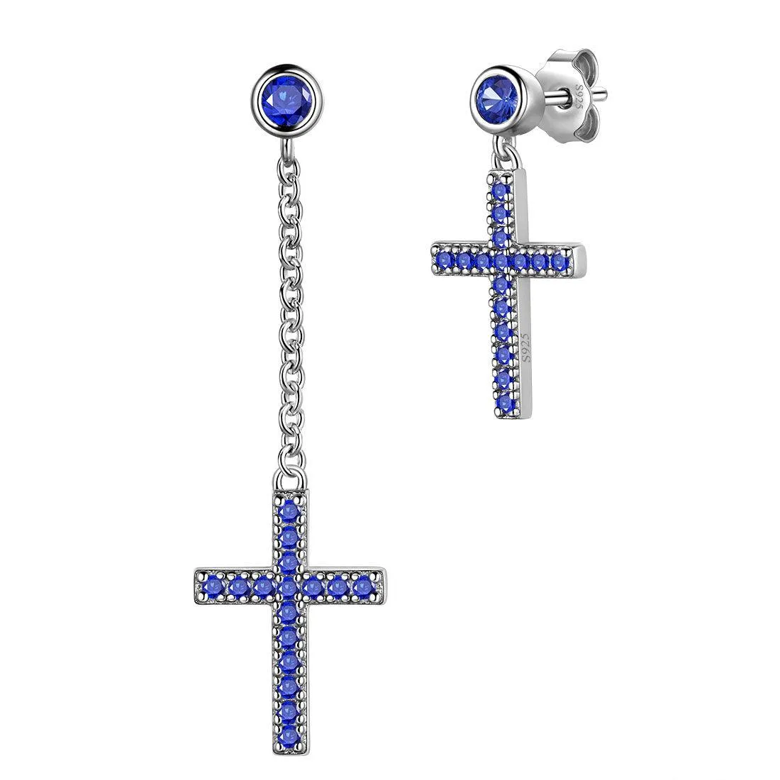 Tokyo Mart Classic Asymmetry Small Cross Earrings Women Mens Jewelry Sterling Silver