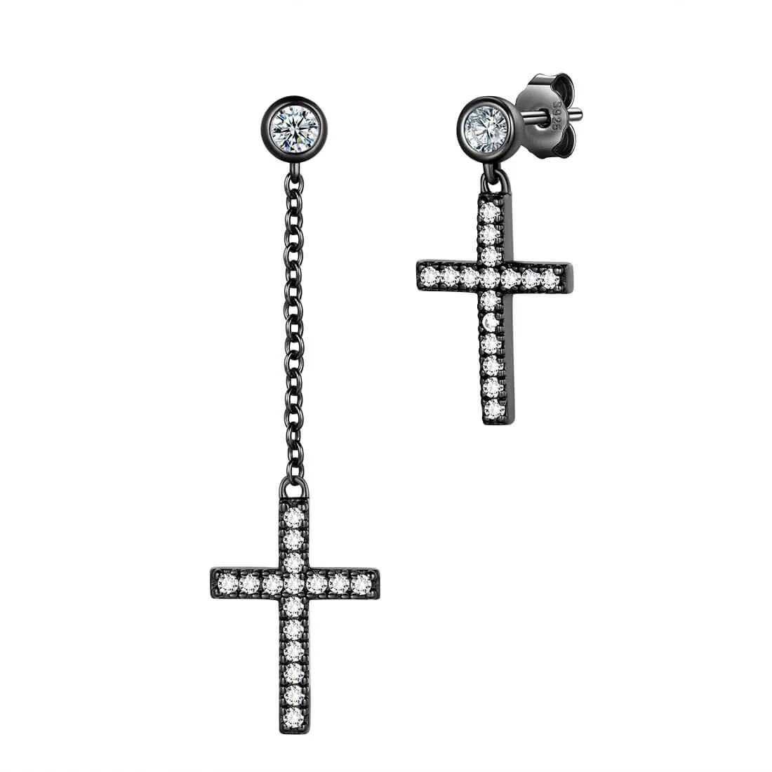 Tokyo Mart Classic Asymmetry Small Cross Earrings Women Mens Jewelry Sterling Silver