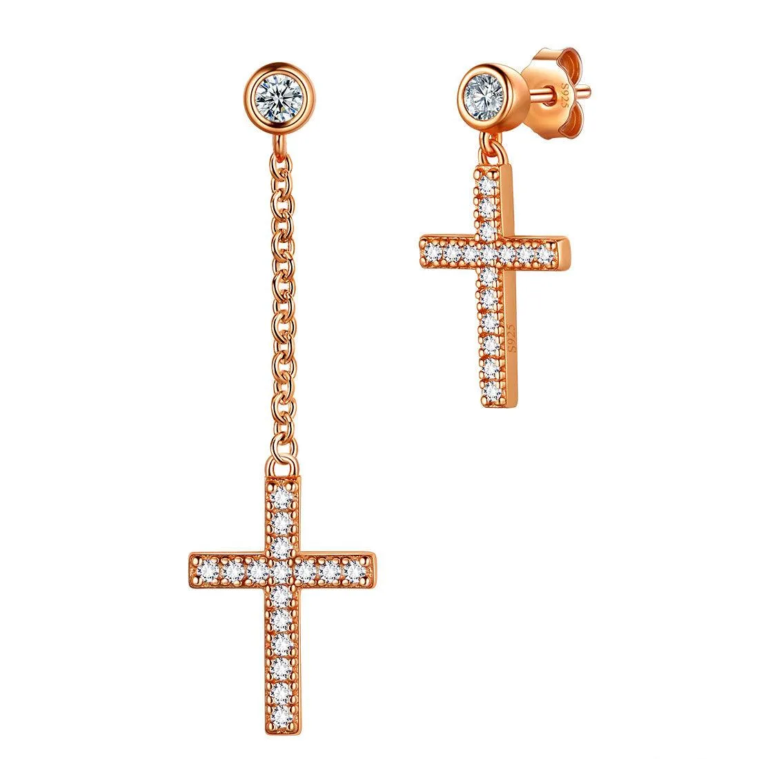 Tokyo Mart Classic Asymmetry Small Cross Earrings Women Mens Jewelry Sterling Silver