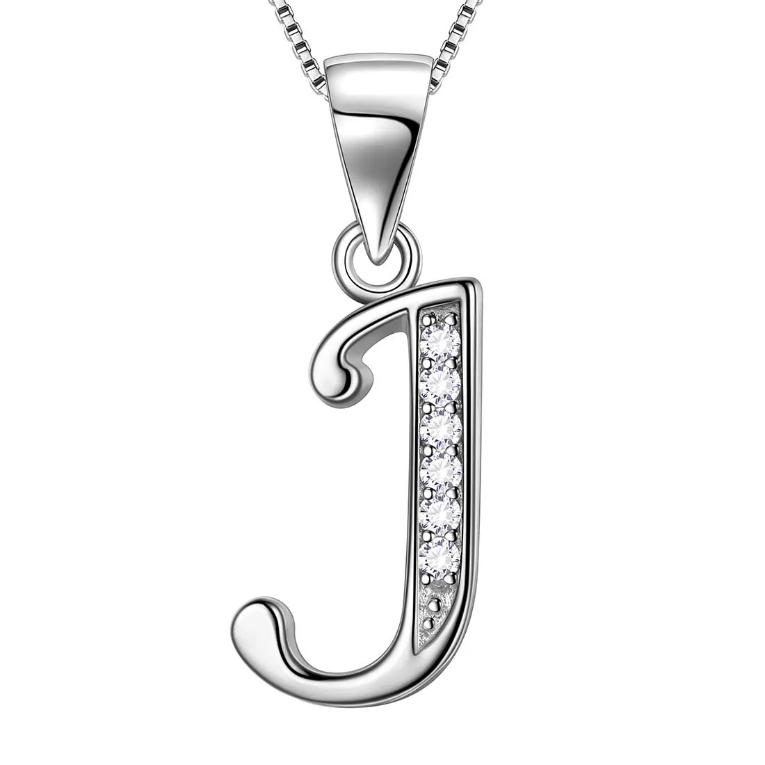 Tokyo Mart Letter J Initial Necklaces Pendant Women Men Name Jewelry Gift 925 Silver